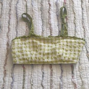 Ruffle plaid gingham bathing suit top or festival top